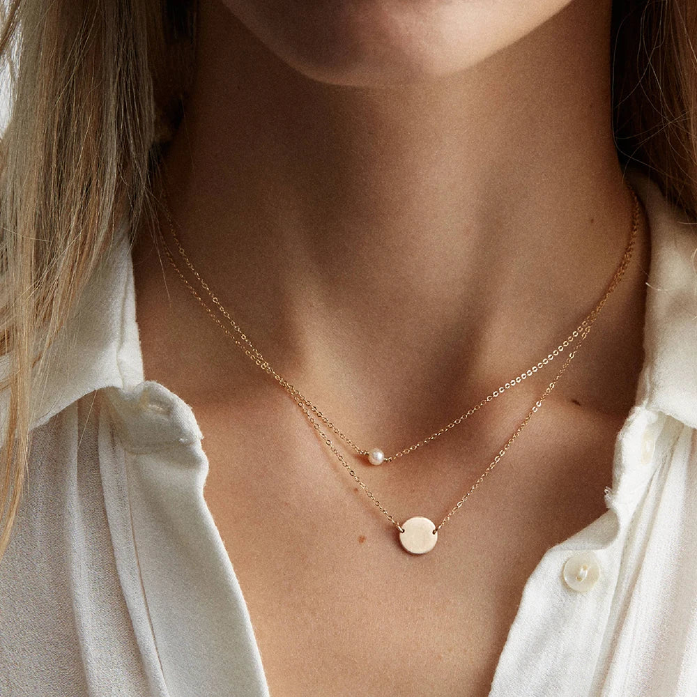 Pearl Pendant Necklace | Dainty Stainless Steel, Gold Color