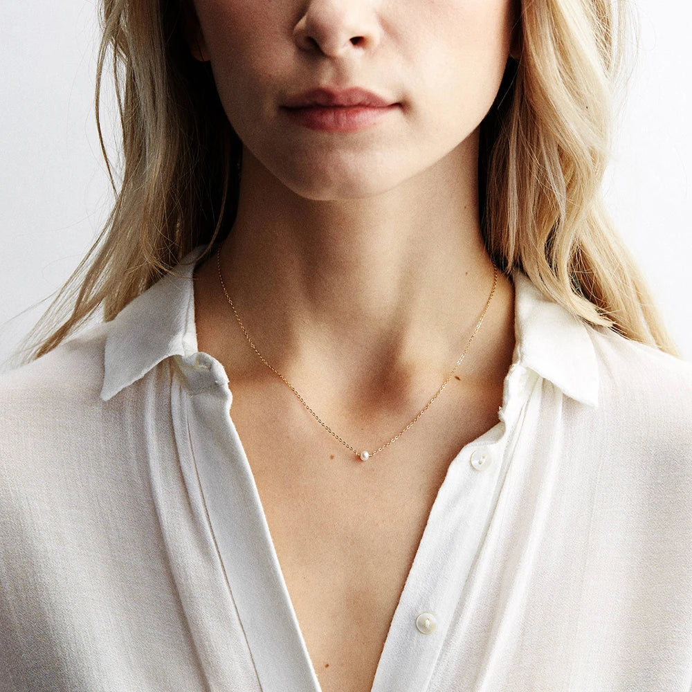 Pearl Pendant Necklace | Dainty Stainless Steel, Gold Color