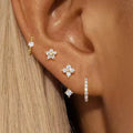 Zara Earring Set | Zircon Round Hoop and Flower Design